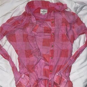 Pink Flannel Lightweight Button Down